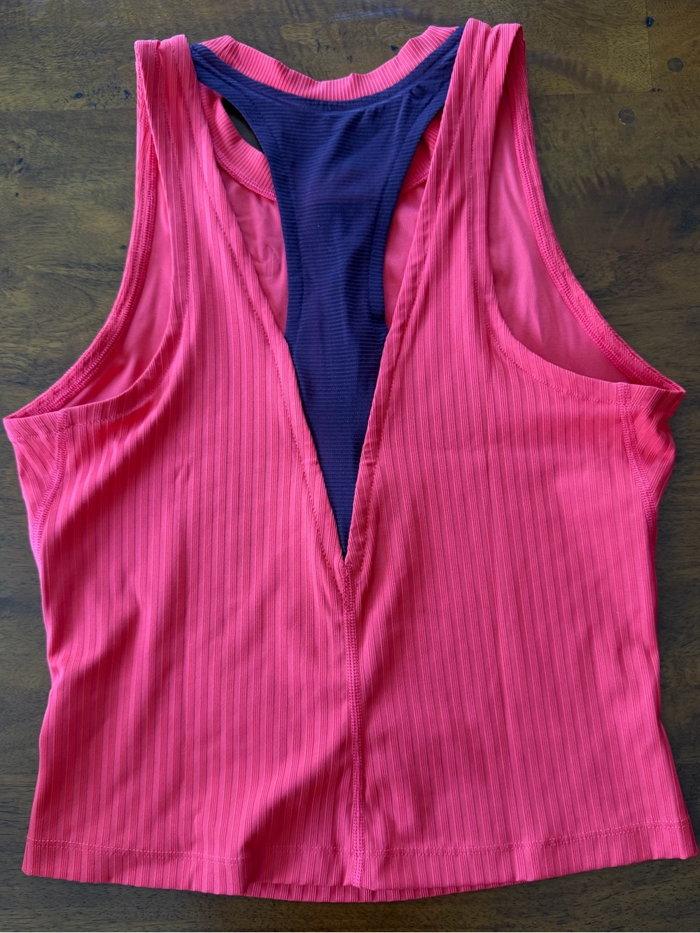 Nike Court Slam Women's Dri-FIT Ribbed Tennis Tank Top - Red with Burgundy Trim - Picture 3 of 5